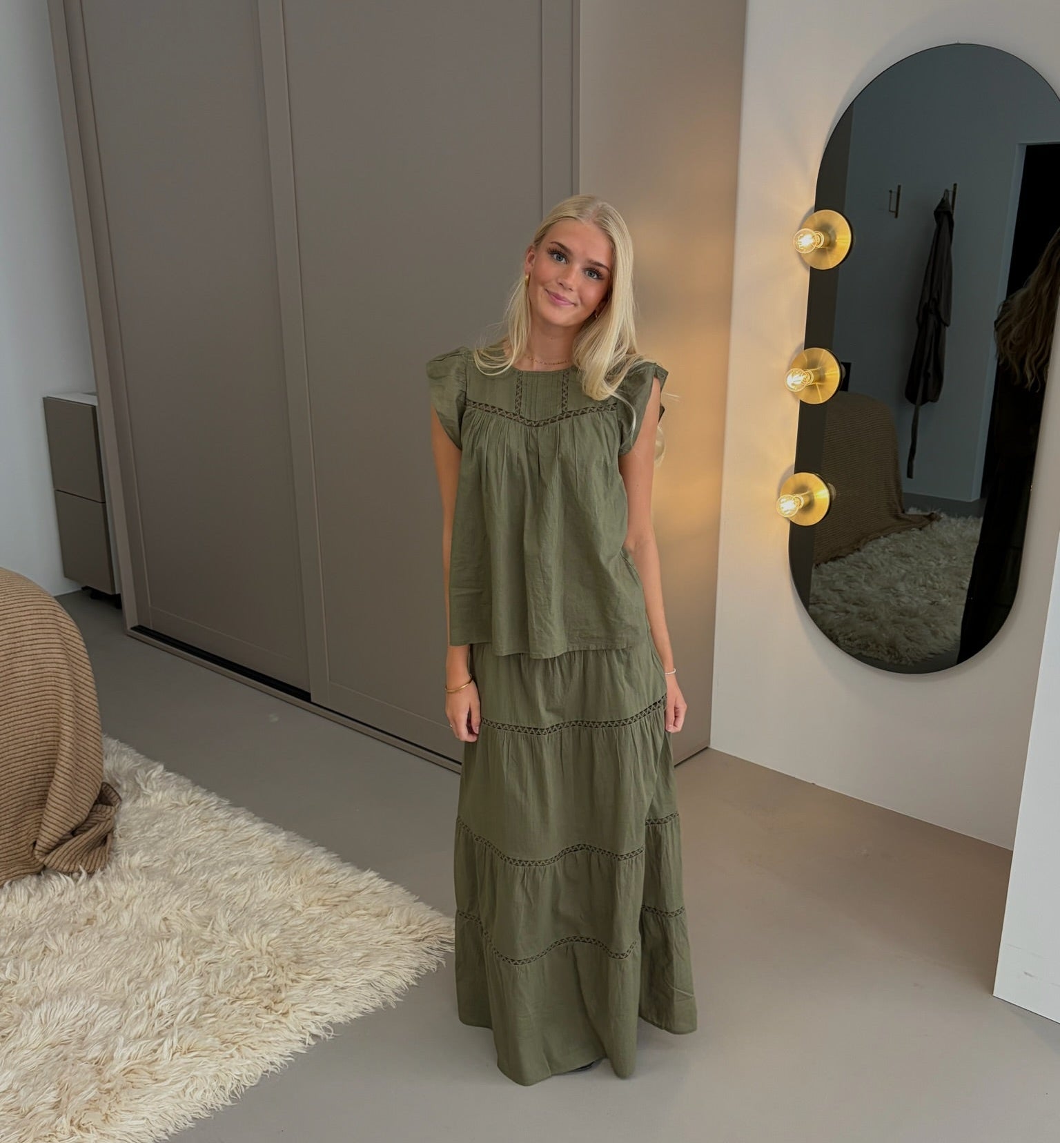 PCASTRID Long Skirt - Burnt Olive